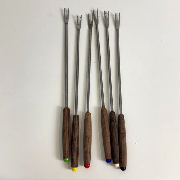 Vintage Stainless Steel Fondue Forks Set of 6 IOP - Picture 4 of 5